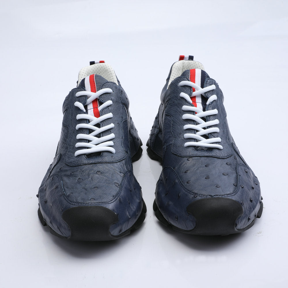 Ostrich leather genuine leather men's sneakers fashion casual shoes in-heel men's shoes 