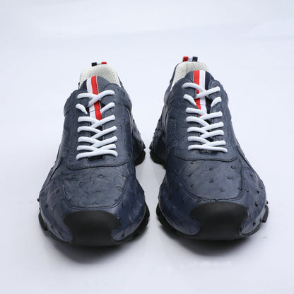 Ostrich leather genuine leather men's sneakers fashion casual shoes in-heel men's shoes 