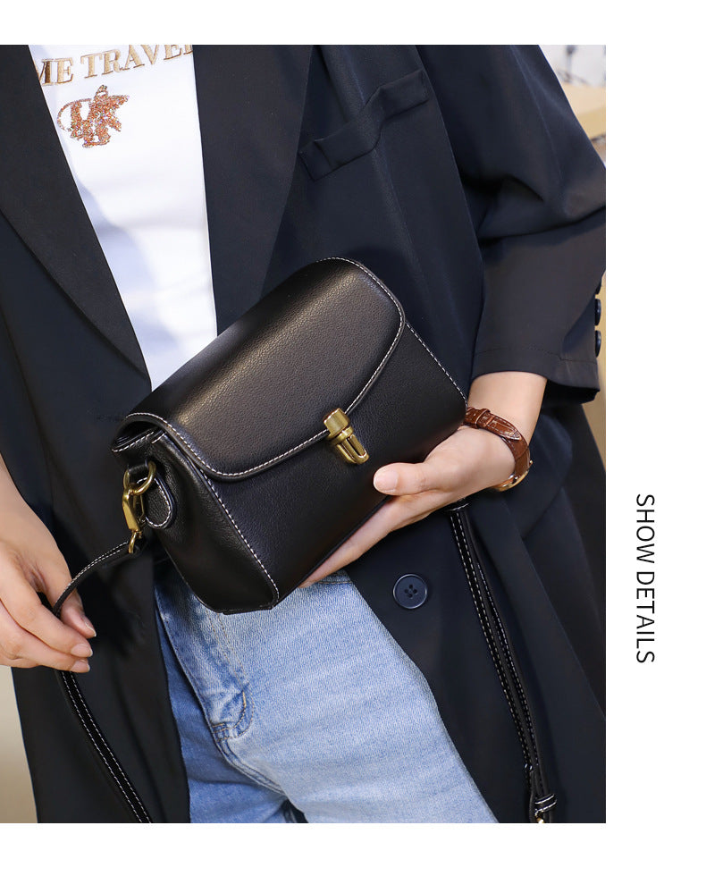 本革のレディースファッション シンプルな斜め掛けバッグトランペットバッグ牛革ショルダーバッグ.ポシェット