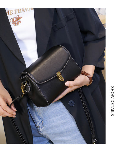 本革のレディースファッション シンプルな斜め掛けバッグトランペットバッグ牛革ショルダーバッグ.ポシェット