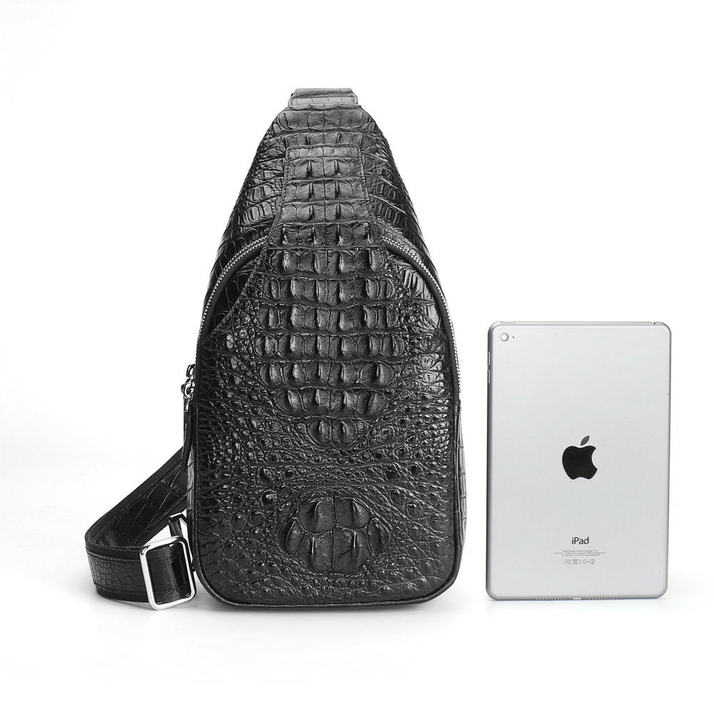 メンズバストバッグ ワニ皮 本革 大容量 アウトドア スポーツ バックパック カジュアル ファッション ウエストポーチ
