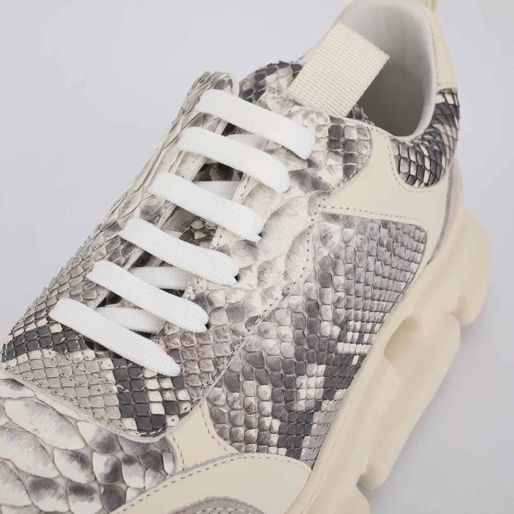 ニシキヘビ皮 メンズカジュアルシューズ ファッション厚底男性靴