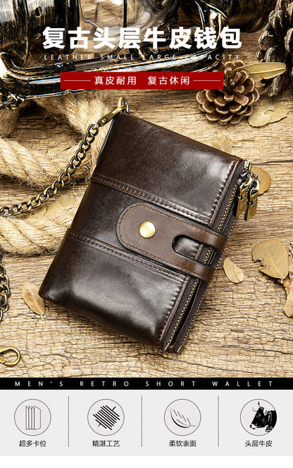 メンズ短財布 牛皮本革製 レトロ RFID盗難防止 カードバッグ