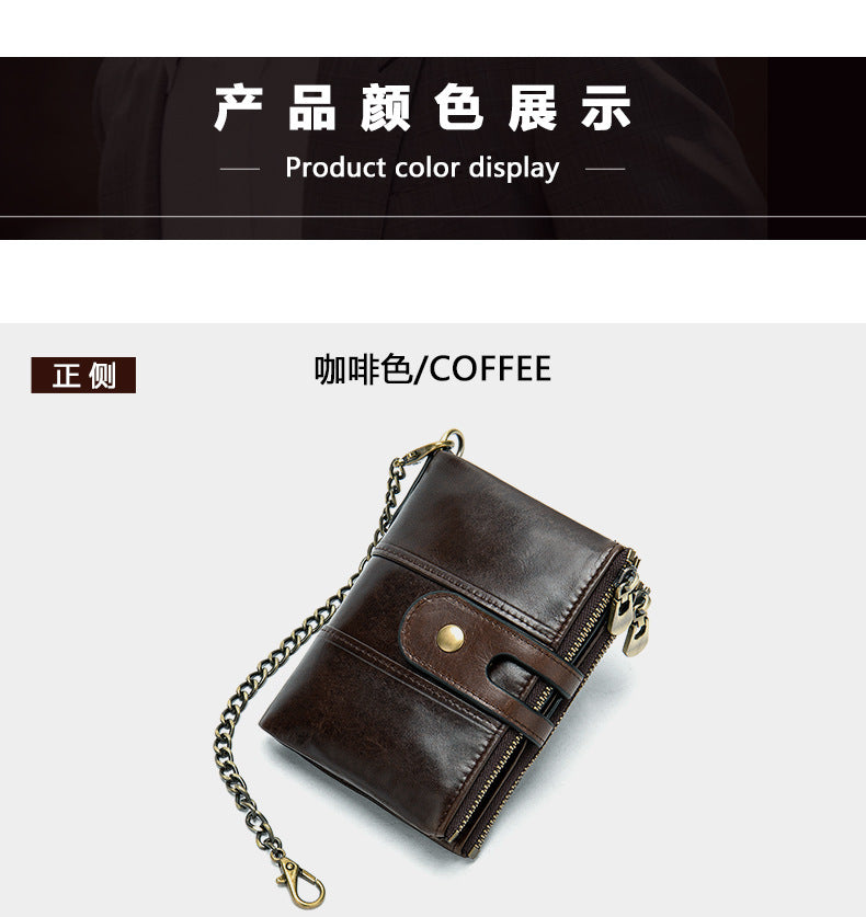 メンズ短財布 牛皮本革製 レトロ RFID盗難防止 カードバッグ