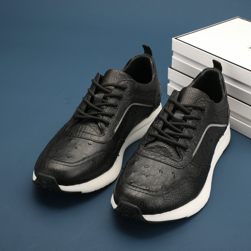 ダチョウ皮 男性靴 本革シンプル ファッション カジュアルシューズ