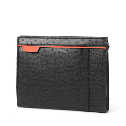 新型ダチョウの皮本革メンズハンドバッグビジネス カジュアル高品質メンズバッグ