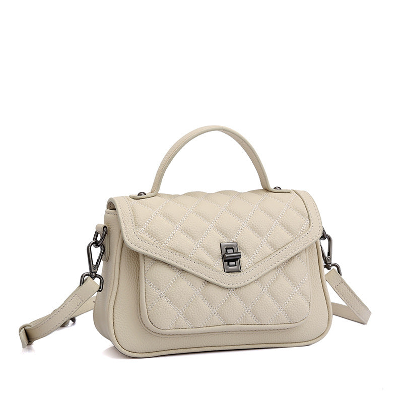 小方形バッグフランスの気質菱格子ハンドバッグスショルダーバッグ牛革女性バッグ