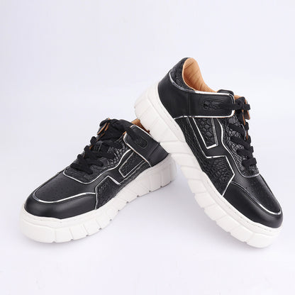 2023新品 ワニ腹の皮 メンズカジュアルシューズ 優れた通気性 ファッション厚底男性靴