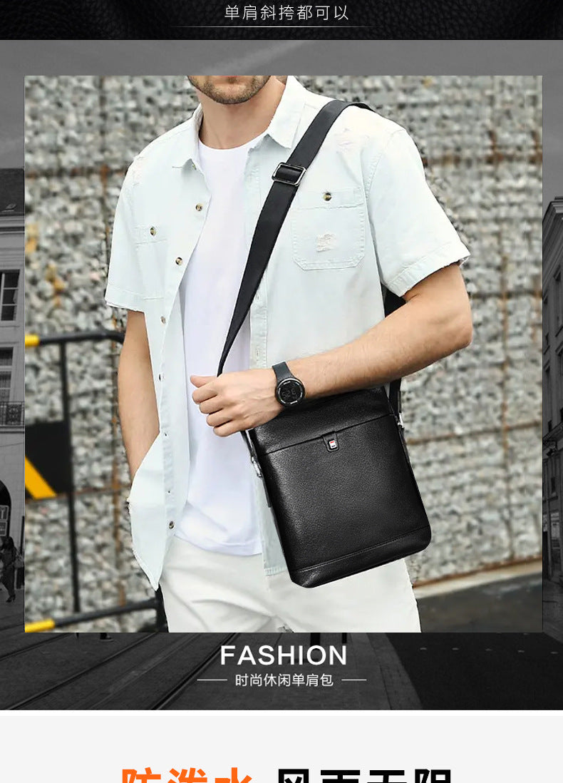 メンズショルダーバッグ 牛皮本革製 大容量 カジュアル男性用バッグ