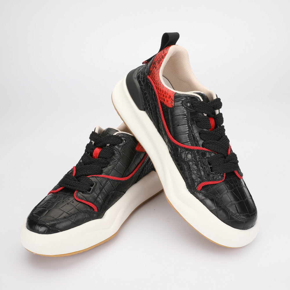 Crocodile belly skin genuine leather men's sneakers fashion sports casual shoes wear-resistant in-heel men shoes 