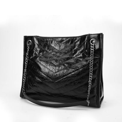 牛革ショッピングバッグ ファッショントレンド大容量 チェーンバッグ 脇バッグ女性