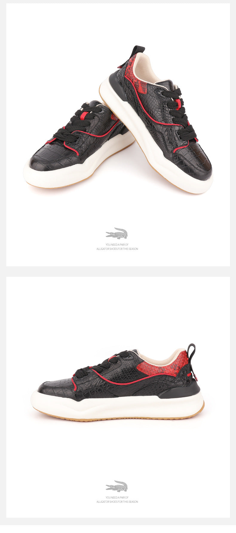 Men's Casual Shoes Crocodile Skin Genuine Leather Fashion Wear-resistant Men's Shoes 