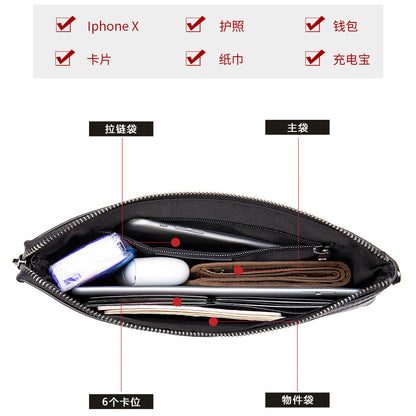 メンズクラッチバッグ 牛皮 本革製 韩国ファッション ビジネス男性用手首バッグ