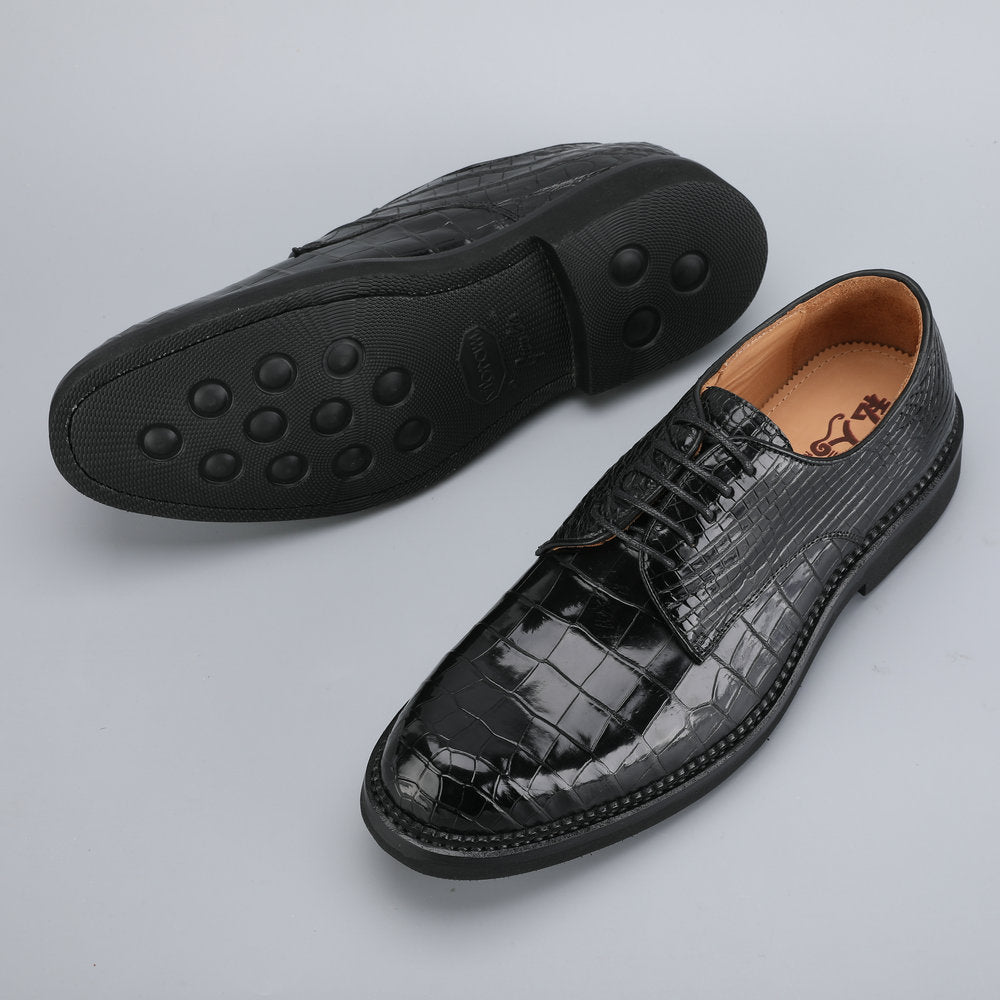 ワニ皮本革製メンズ革靴 カジュアル ビジネスシューズ