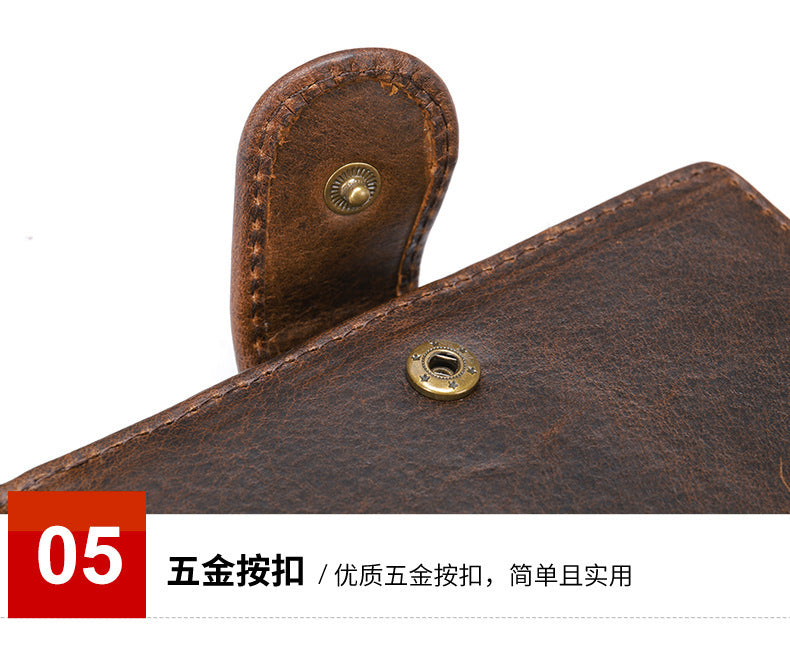 メンズ短財布牛皮本革製レトロクラッチバッグカードバッグ男性用ウォレット