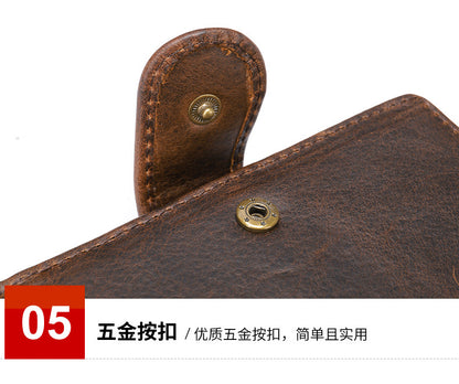 メンズ短財布牛皮本革製レトロクラッチバッグカードバッグ男性用ウォレット