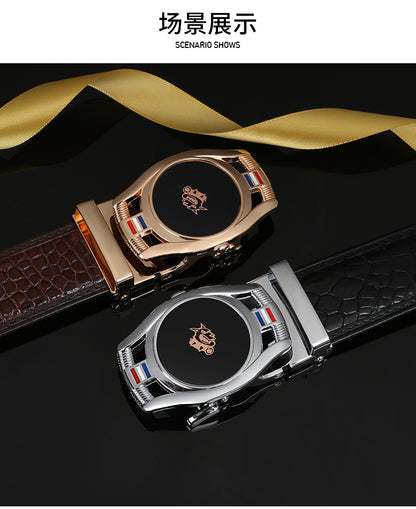 Men's Belt Crocodile Skin Genuine Leather Automatic Buckle Fashion Casual High Quality Men Belt 