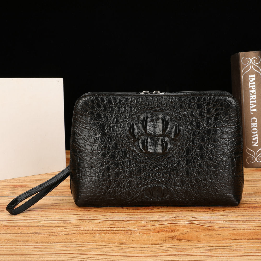 ワニ骨の皮 メンズハンドバッグ 本革 ビジネス カジュアル メンズバッグ