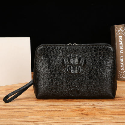 ワニ骨の皮 メンズハンドバッグ 本革 ビジネス カジュアル メンズバッグ