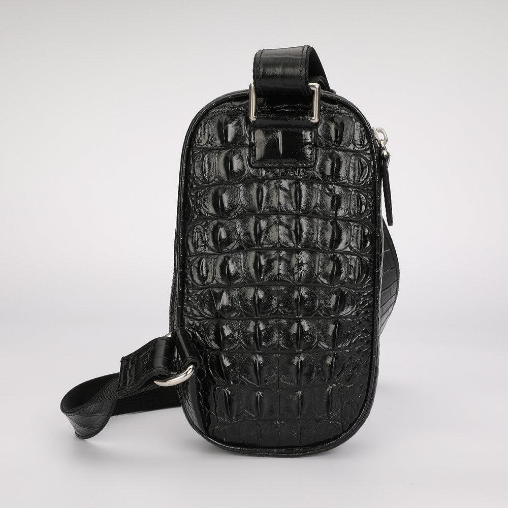 ワニ骨の皮 メンズバストバッグ 本革カジュアル アウトドア ショルダーバッグ 斜めがけバッグ ミニファッションウエストバッグ