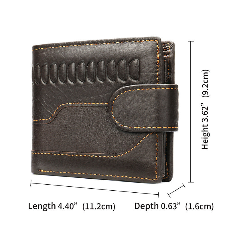 メンズ短財布 牛皮本革製 レトロ 多機能 男性用カードバッグウォレット