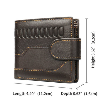 メンズ短財布 牛皮本革製 レトロ 多機能 男性用カードバッグウォレット