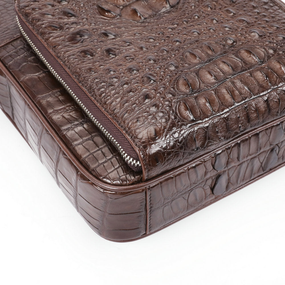 シャムワニ皮ショルダーバッグ  本革 出張オフィス ビジネス 斜めがけメンズバッグ