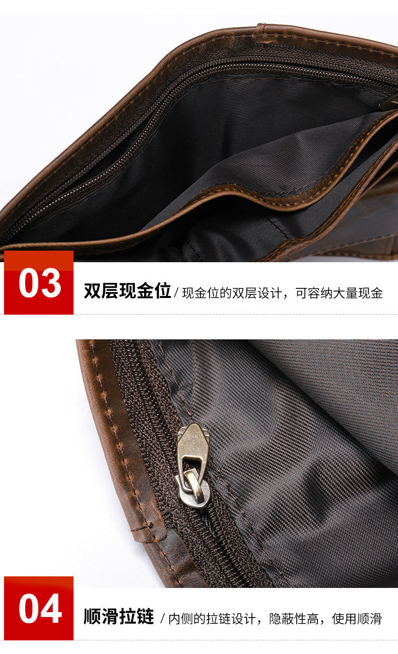 メンズ短財布牛皮本革製レトロクラッチバッグカードバッグ男性用ウォレット