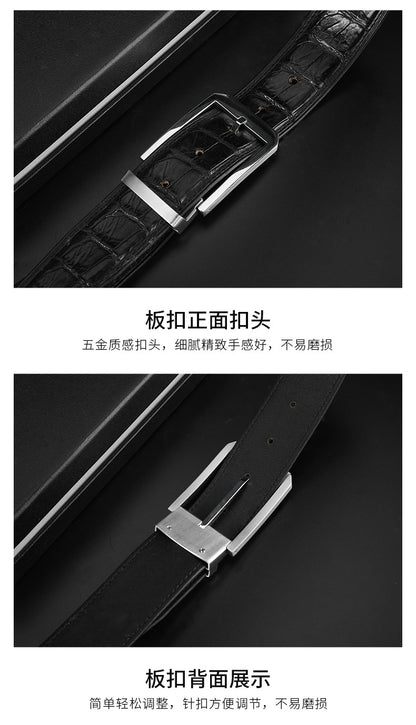 メンズベルト ワニ皮 本革製 針バックル カジュアル 男性ベルト