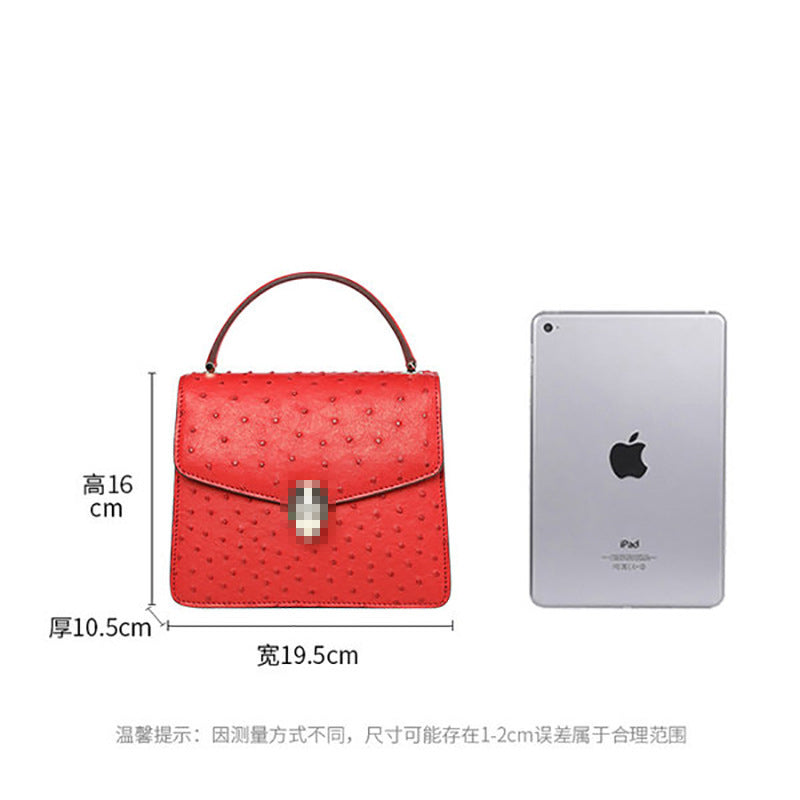 ダチョウ革のハンドバッグカジュアルなオールインワンショルダーバッグはチェーンバッグを斜めにまたぐことができます