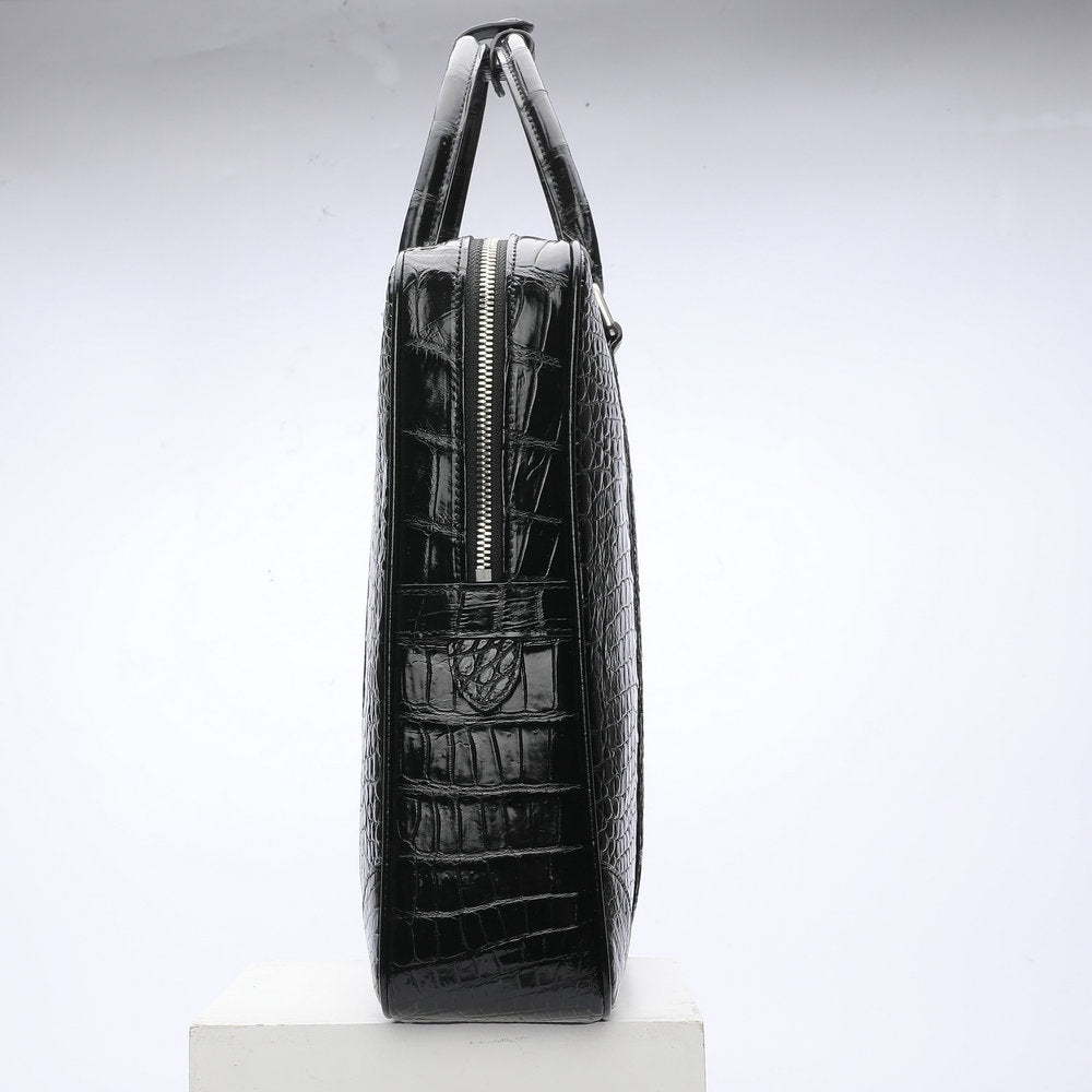 シャムワニ腹の皮 本革 メンズブリーフケース 高品質 男性用オフィスバッグ ビジネスバッグ ファイルバッグ 手提げかばん