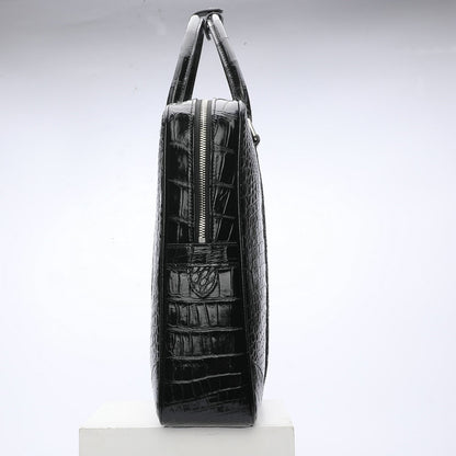 シャムワニ腹の皮 本革 メンズブリーフケース 高品質 男性用オフィスバッグ ビジネスバッグ ファイルバッグ 手提げかばん