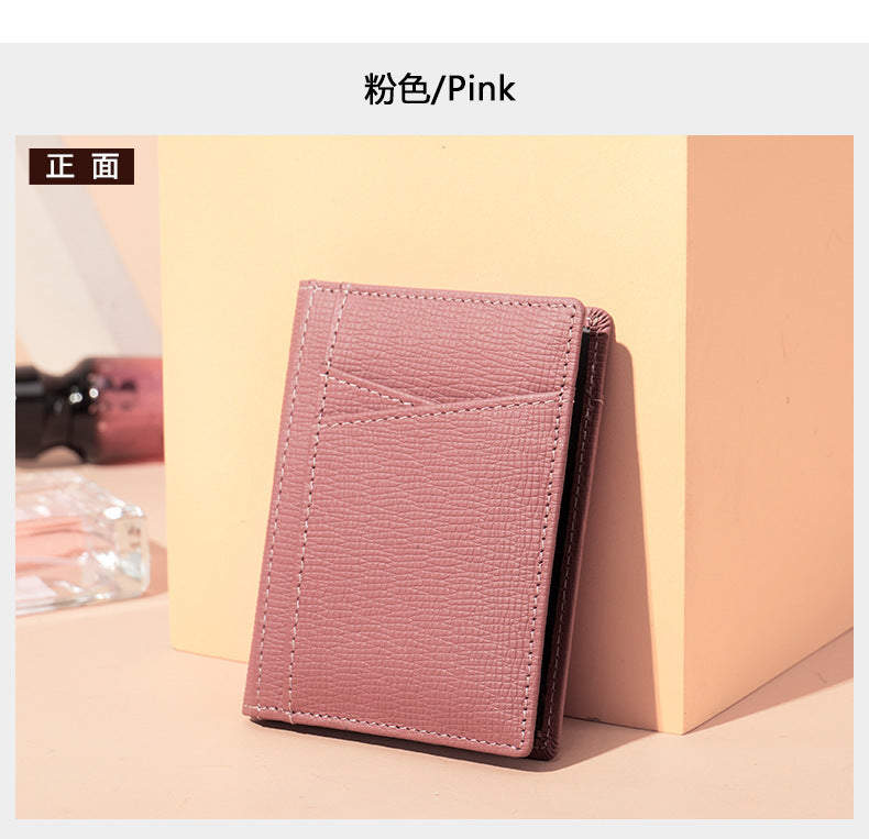 メンズカードバッグ 牛皮 薄型 シンプル カード入れRFID男性用カードクリップ