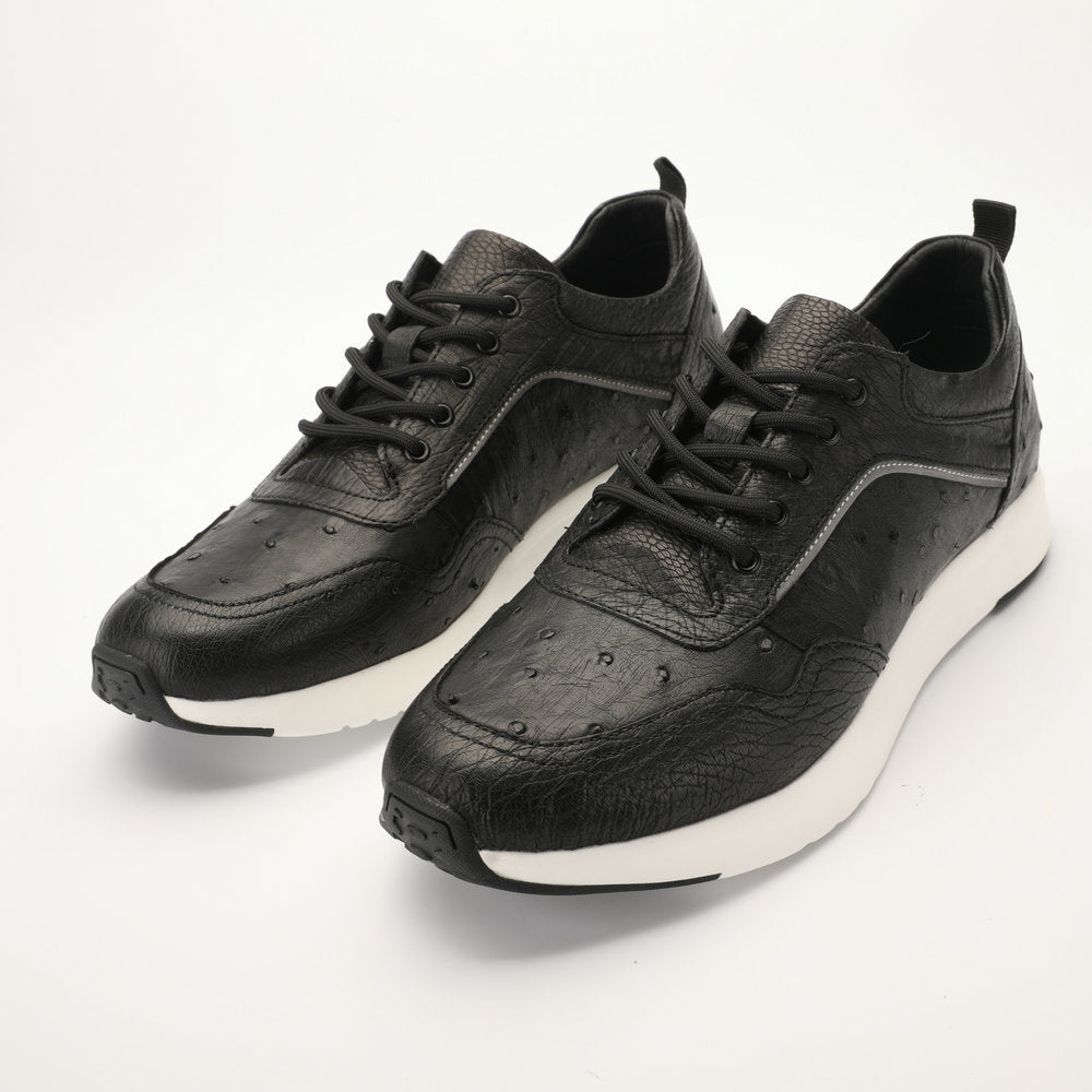 ダチョウ皮 男性靴 本革シンプル ファッション カジュアルシューズ