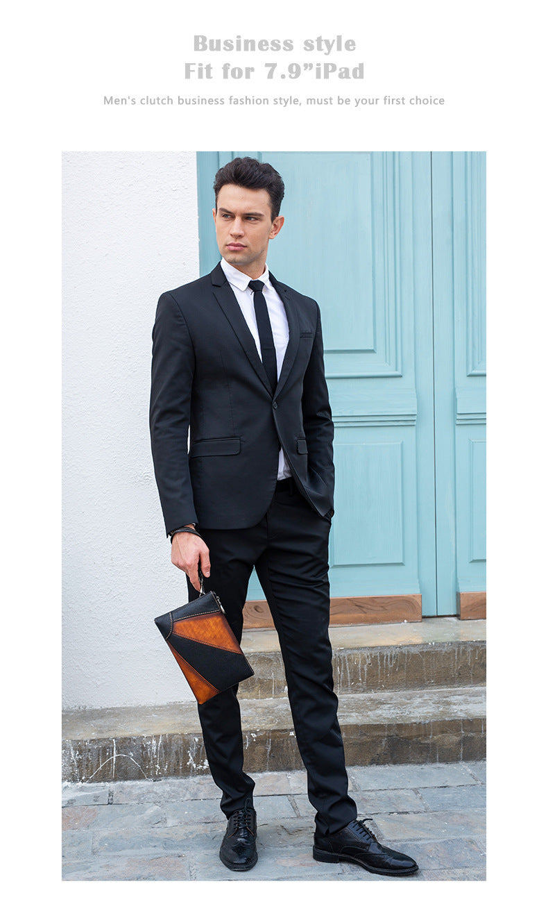 メンズクラッチバッグ 牛皮 本革製 大容量 レトロ ファッション男性用ハンドバッグ