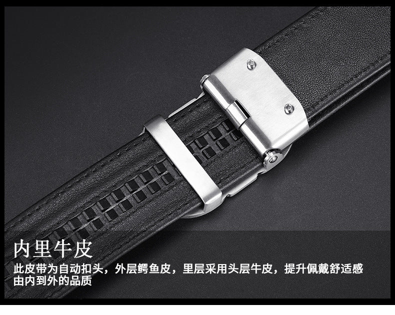 Siamese Crocodile Skin Genuine Leather Men's Belt Automatic Buckle Fashion Casual Business High Quality Men's Belt 