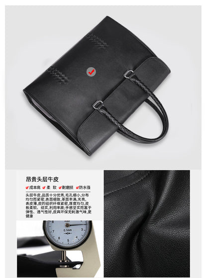 メンズハンドバッグ 本革製牛皮 ファッション ビジネス 大容量 ビジネス ブリーフケース パソコンバッグ 手編み メンズ手提げかばん