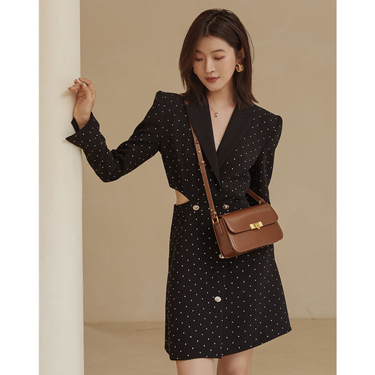 本革レディースバッグショルダーバッグ牛革小方形バッグわきの下バッグ高級感気質ファッション