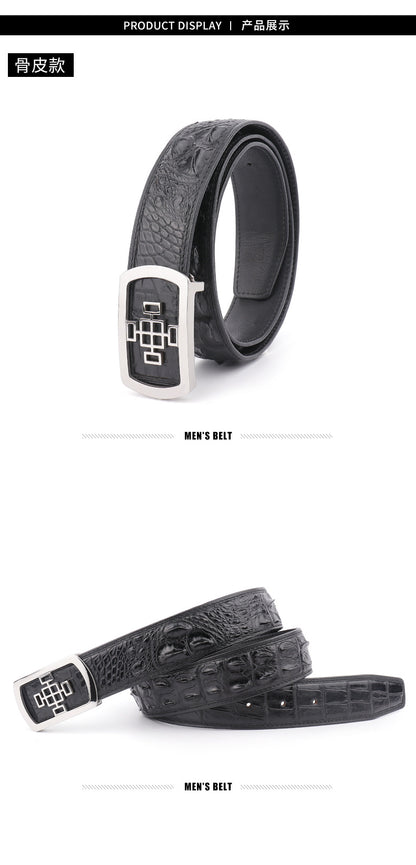 ワニ皮 メンズベルト ファッション プレートバックル 本革製男性用ベルト