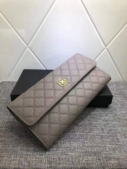 Ladies wallet fashion check cowhide wallet simple ladies bifold wallet bag