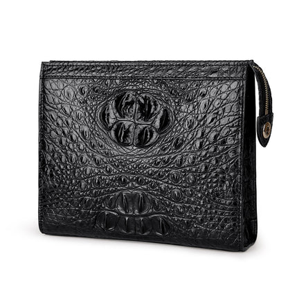 Siamese crocodile skin men's handbag genuine leather large capacity casual business men's bag 