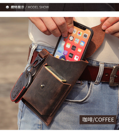 メンズウエストバッグ 牛皮 スポーツ 男性用鍵掛けバッグ