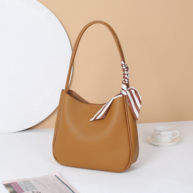 Genuine Leather Women Bag Fashionable Luxury Large Capacity Cowhide Commuting One Shoulder Ladies Bucket Bag Tote Bag
