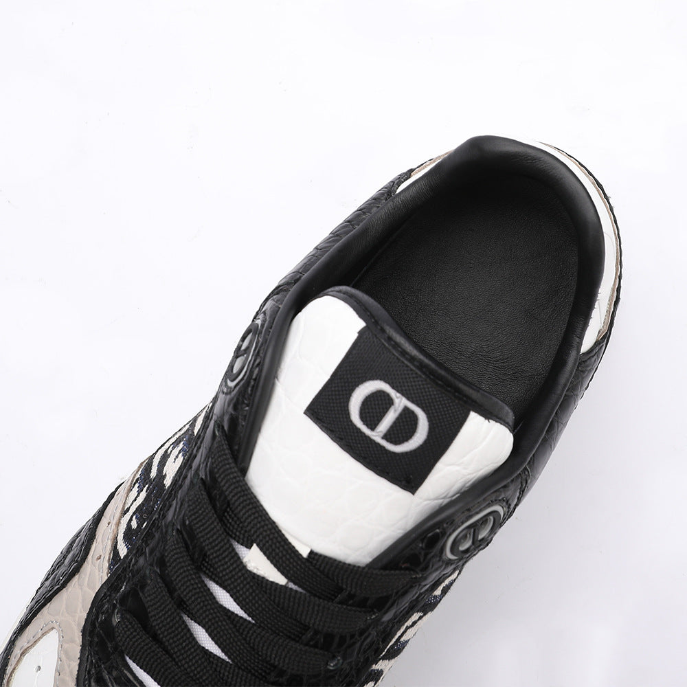 Crocodile Skin Genuine Leather Men's Sneakers Fashion Casual Shoes Rubber Sole Excellent Breathability Men's Shoes 