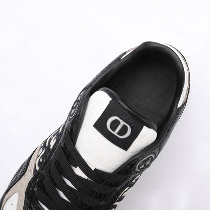 Crocodile Skin Genuine Leather Men's Sneakers Fashion Casual Shoes Rubber Sole Excellent Breathability Men's Shoes 
