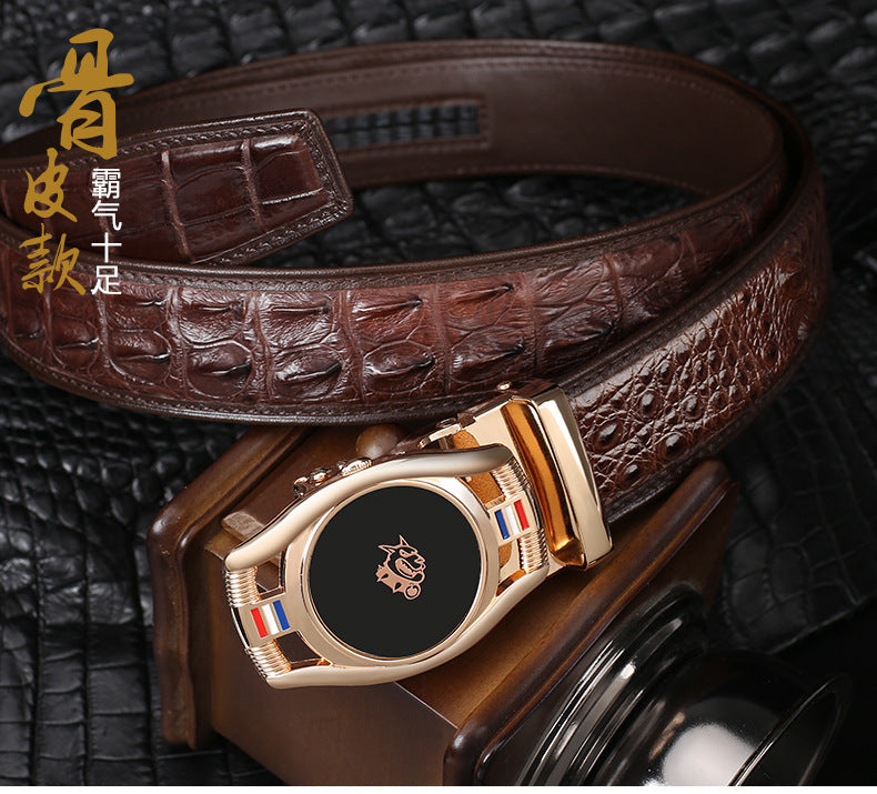 Men's Belt Crocodile Skin Genuine Leather Automatic Buckle Fashion Casual High Quality Men Belt 