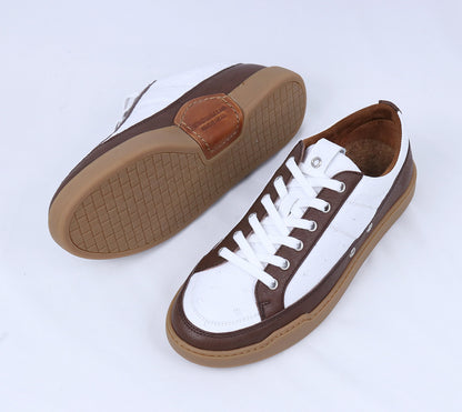 南アフリカ ダチョウの皮 本革 メンズスニーカー スポーツカジュアルシューズ 平底靴