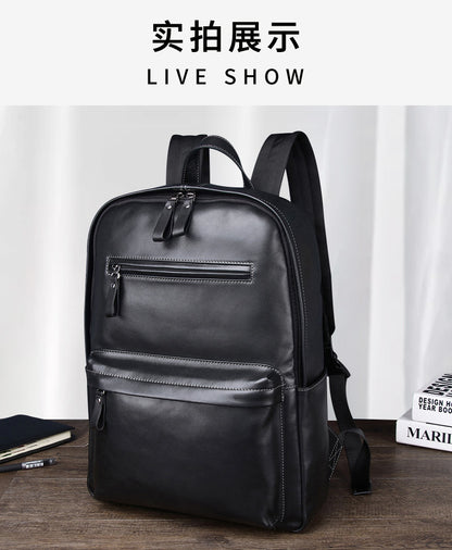 Men's backpack genuine cowhide leather Korean simple fashion casual travel bag computer bag 