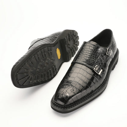 新型ワニ腹の皮メンズ革靴 本革 優れた通気性ゴム底 ビジネスシューズ