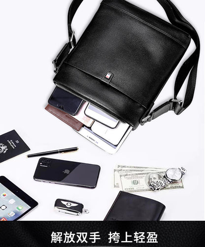 メンズショルダーバッグ 牛皮本革製 大容量 カジュアル男性用バッグ
